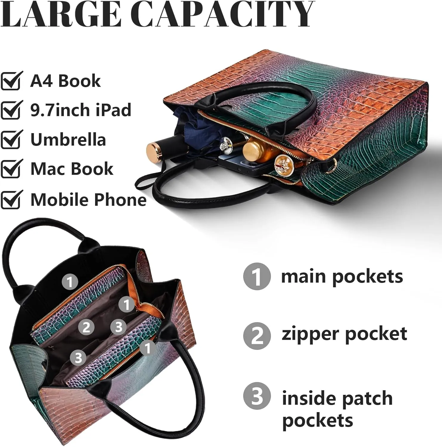Designer Tote Handbags Ladies Top Handle Purses Satchel Bags For Women'S Shoulder Handbags Set 2pcs
