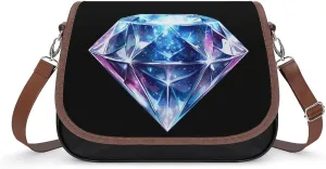 Diamond Universe Symbol Crossbody Bags PU Leather Purses Shoulder Handbag with Adjustable Shoulder Strap