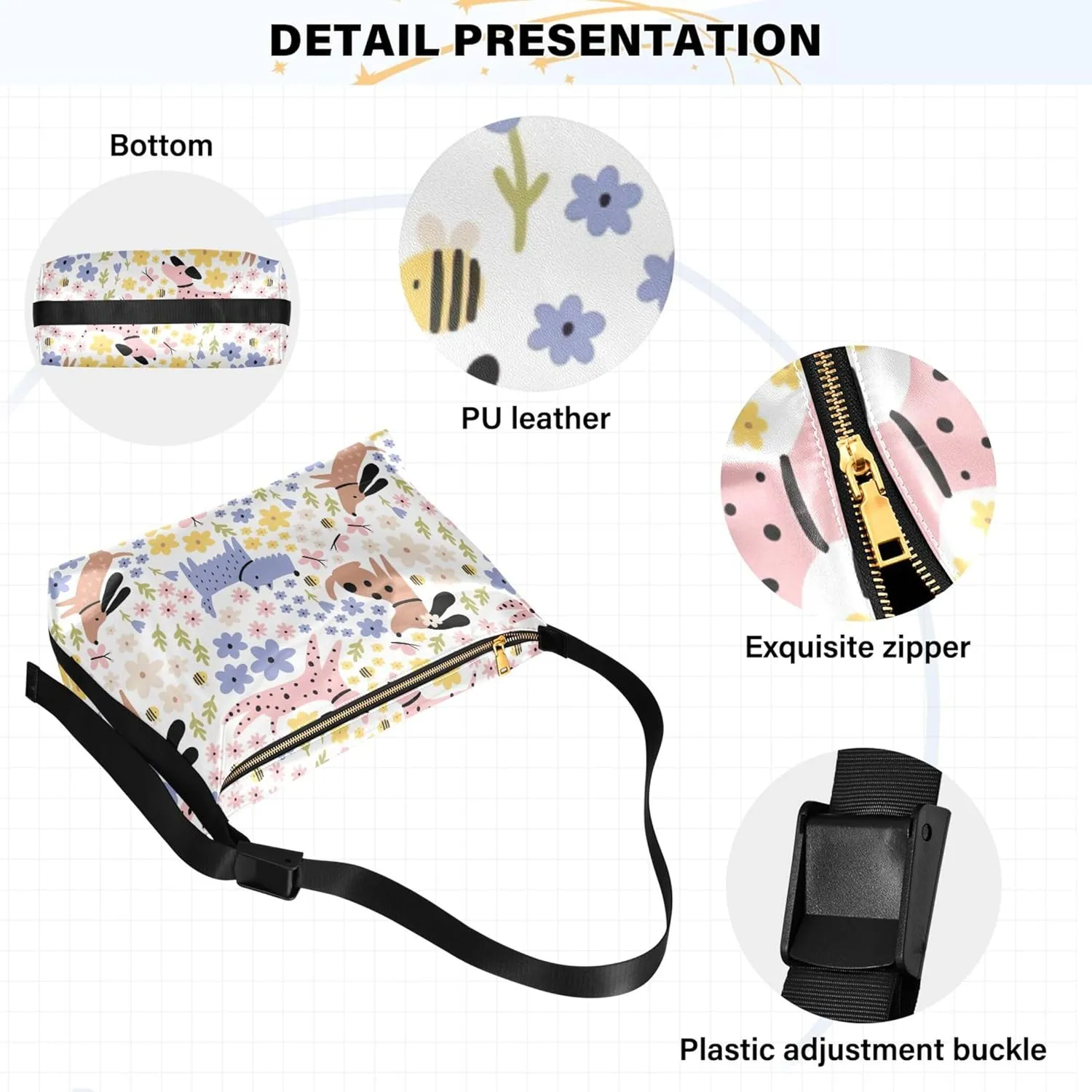 Dino Trex Roar Gray Hobo Women Handbag Leather Large Crossbody Purses Cartoon Animal Print Designer Shoulder Purse