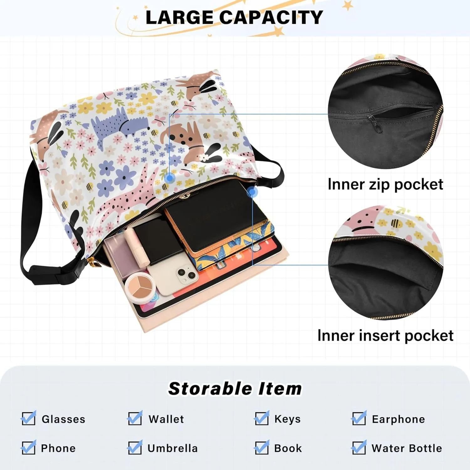 Dino Trex Roar Gray Hobo Women Handbag Leather Large Crossbody Purses Cartoon Animal Print Designer Shoulder Purse