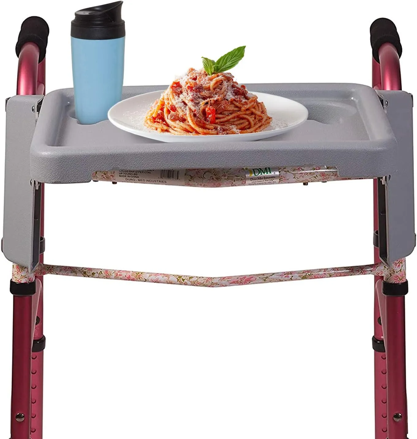 DMI Walker Tray, Rollator Tray, Mobility and Walker Accessory Tray Table Fits Most Standard Walkers, Folding with Two Cup Holders and Tool Free Assembly, 16 x 11.8 inch