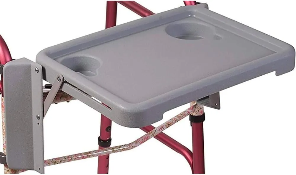 DMI Walker Tray, Rollator Tray, Mobility and Walker Accessory Tray Table Fits Most Standard Walkers, Folding with Two Cup Holders and Tool Free Assembly, 16 x 11.8 inch