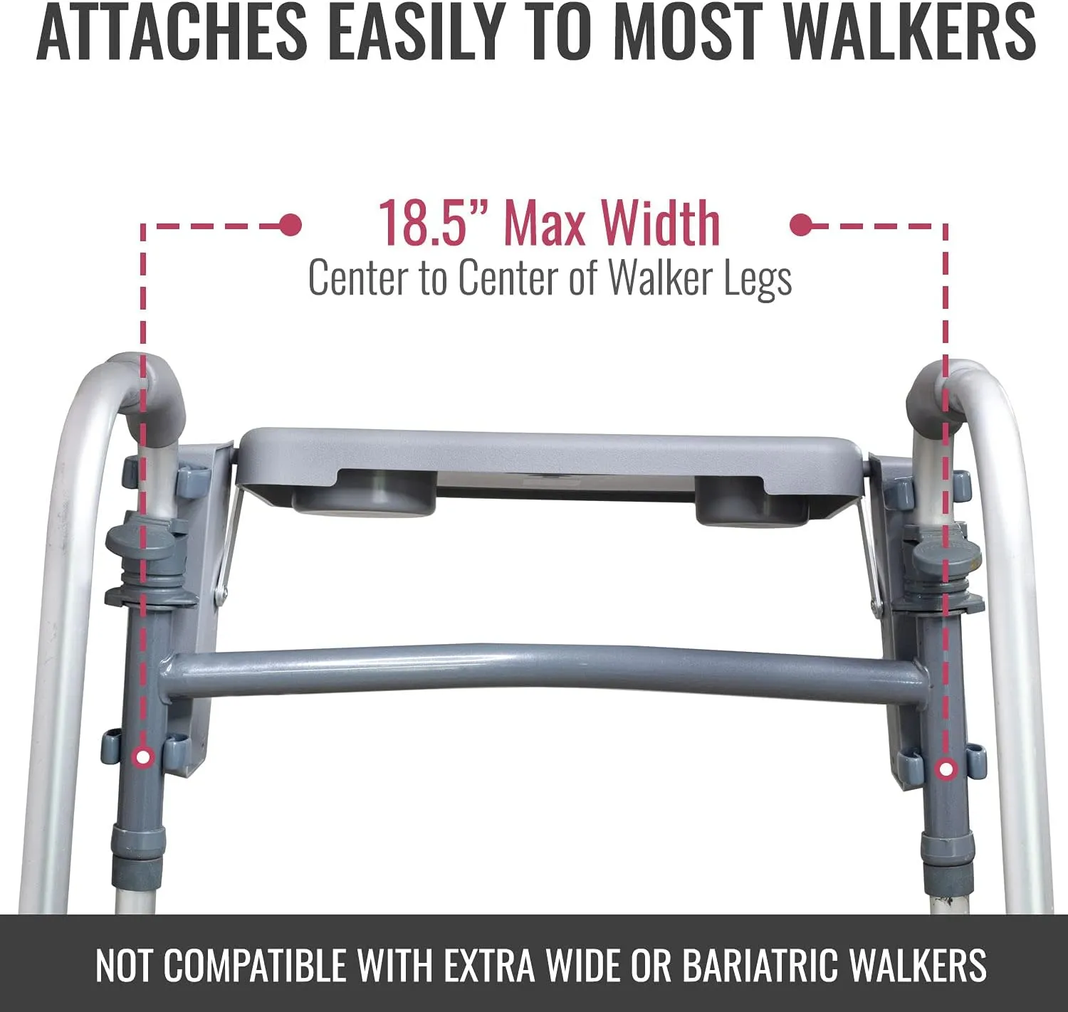 DMI Walker Tray, Rollator Tray, Mobility and Walker Accessory Tray Table Fits Most Standard Walkers, Folding with Two Cup Holders and Tool Free Assembly, 16 x 11.8 inch