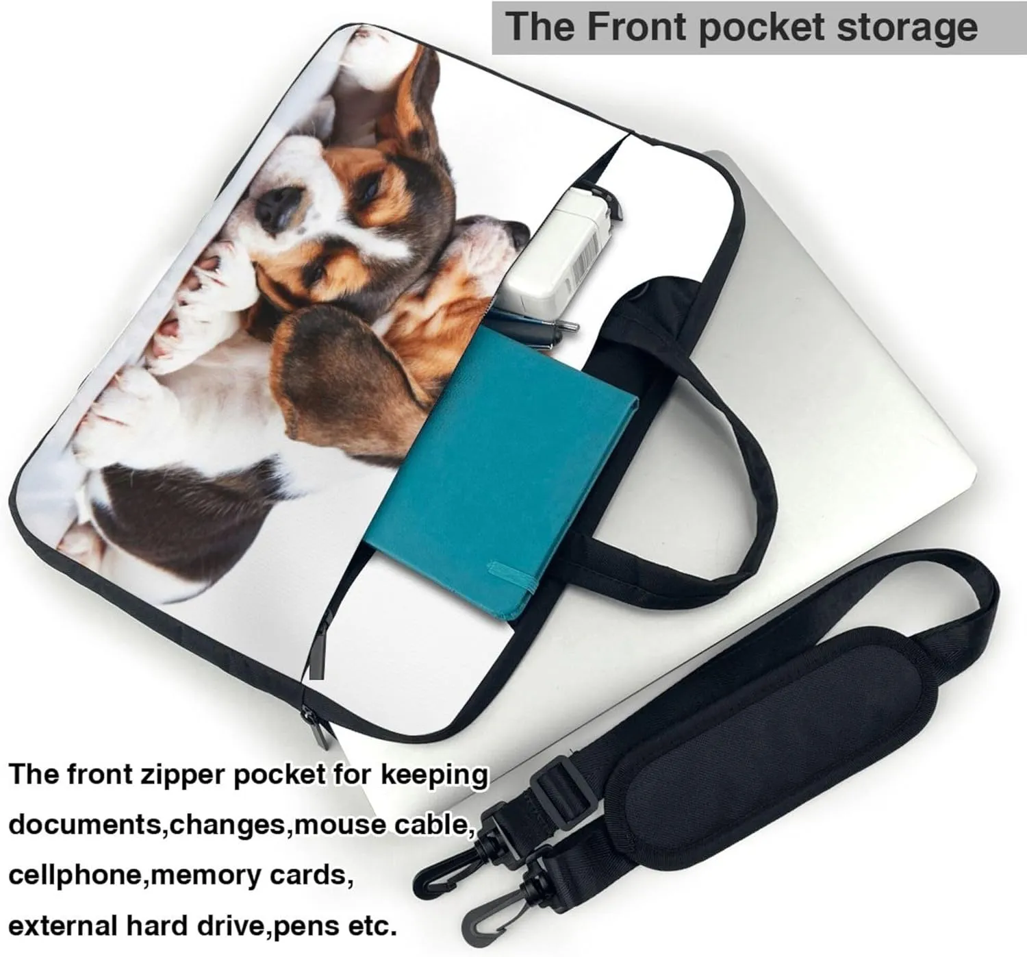 Dog And Wolf Design Laptop Shoulder Bag ​for Men Women, Computer Carrying Case Messenger Bag with Strap