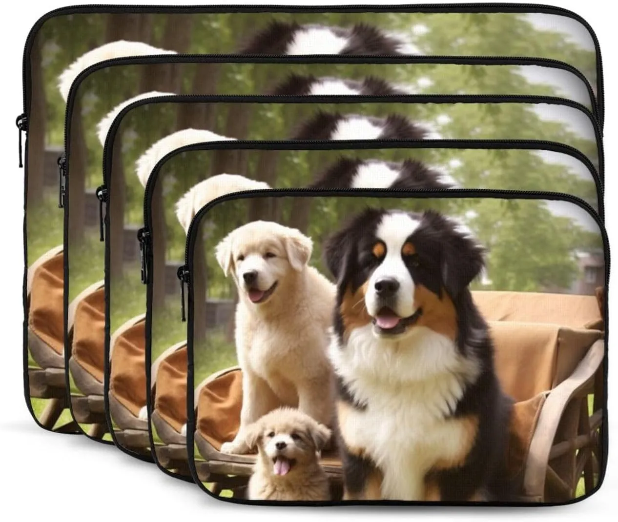 Dog Family Laptop Case 17 inch, Shockproof Protective Computer Sleeve Cover Water Resistant Laptop Bag Carrying Tablet Cover Briefcase Handbags Gifts for Men Women