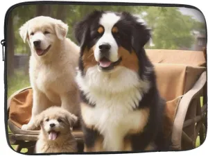 Dog Family Laptop Case 17 inch, Shockproof Protective Computer Sleeve Cover Water Resistant Laptop Bag Carrying Tablet Cover Briefcase Handbags Gifts for Men Women