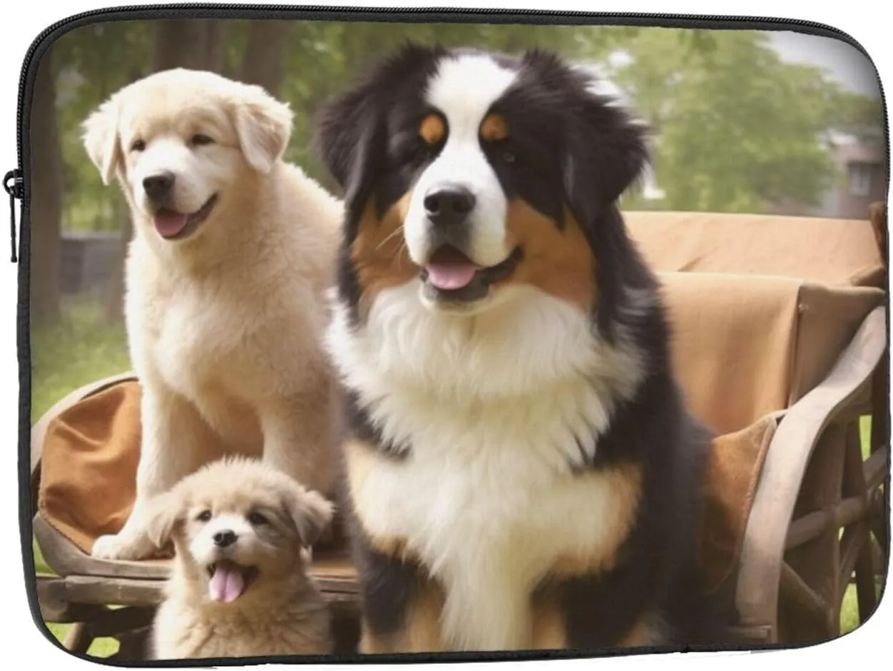 Dog Family Laptop Case 17 inch, Shockproof Protective Computer Sleeve Cover Water Resistant Laptop Bag Carrying Tablet Cover Briefcase Handbags Gifts for Men Women