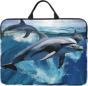 Dolphins Laptop Case Sleeve 14 inch Shockproof Protective Notebook Case Travel Laptop Bag with Handle Waterproof Computer Cover Briefcase Handbags for Men Women