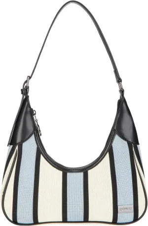 DOMAT Shoulder Bag for Women, Striped Handbag, Cute Clutch Purse with Zipper Closure, Petite Satchel Bag for Daily Using