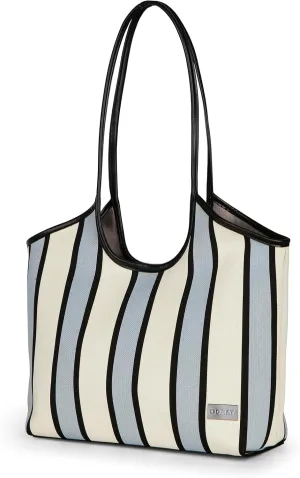 DOMAT Tote Bag For Women, Striped Beach Bag, Reusable Grocery Bag,Satchel Bag, Unique Shoulder Bag, Trendy Hobo Bag
