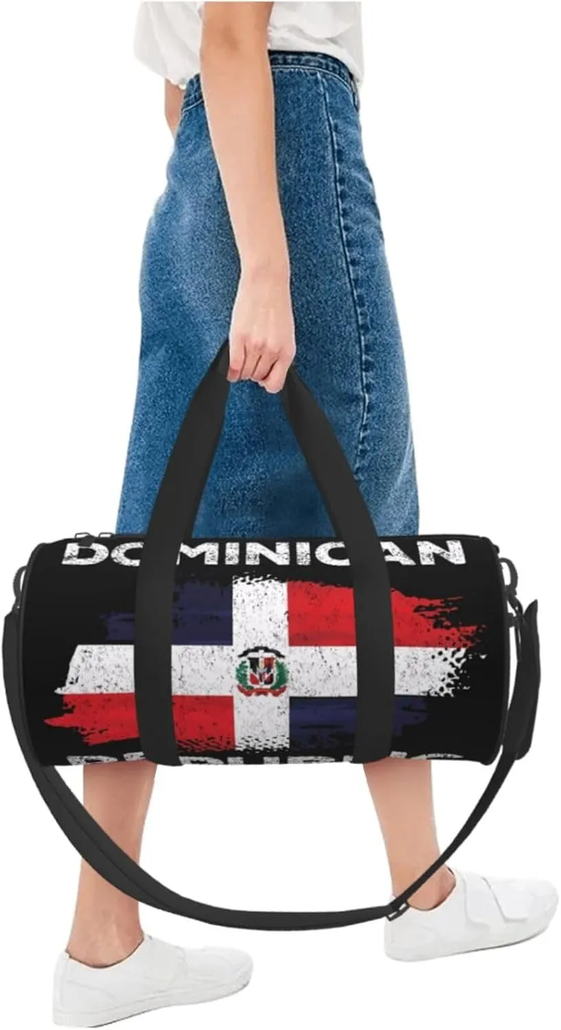 Dominican Dominicana Republic Flag Round Travel Duffel Bag Large Capacity Gym Sports Bags for Hiking Vacation Trips