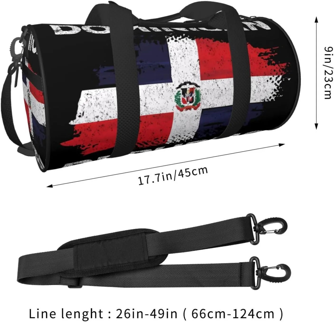 Dominican Dominicana Republic Flag Round Travel Duffel Bag Large Capacity Gym Sports Bags for Hiking Vacation Trips
