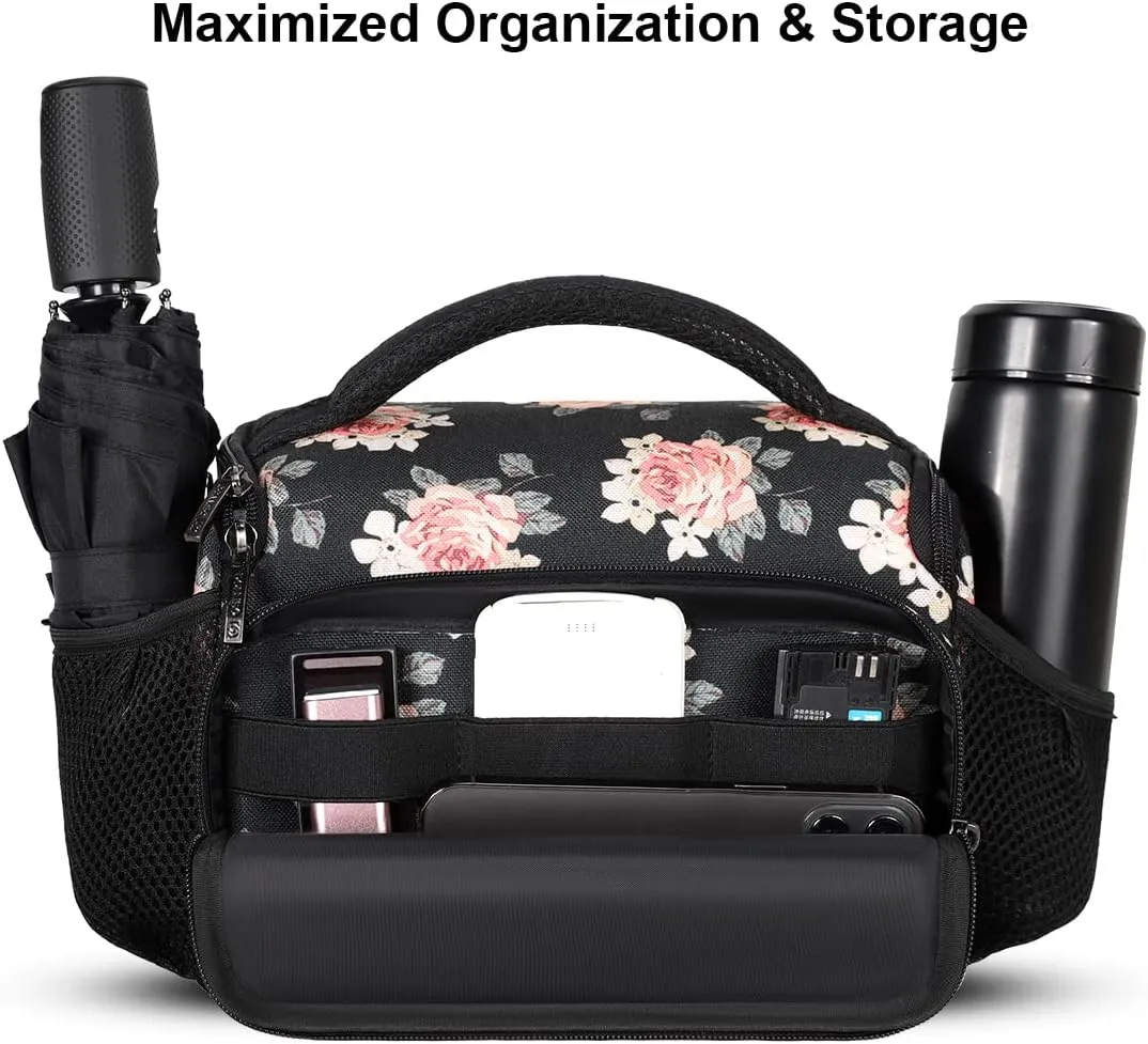 DOMISO Camera Bag Case Waterproof Anti-shock Shoulder Bag, Flower