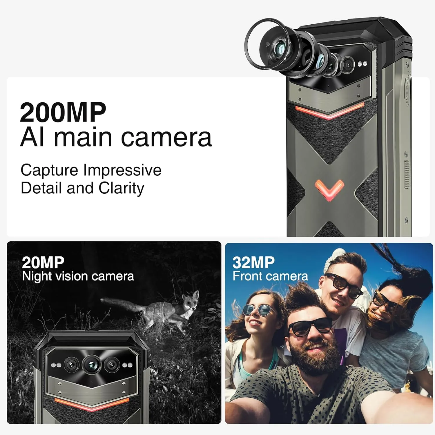 DOOGEE V MAX Plus(2024) 5G Rugged Smartphone,22000mAh 36GB 512GB Android 14 Rugged Phone,200MP 32MP 20MP Night Vision Rugged Cell Phone,6.58" FHD 120Hz IPS Screen,IP68/IP69K Waterproof Phone,NFC/OTG