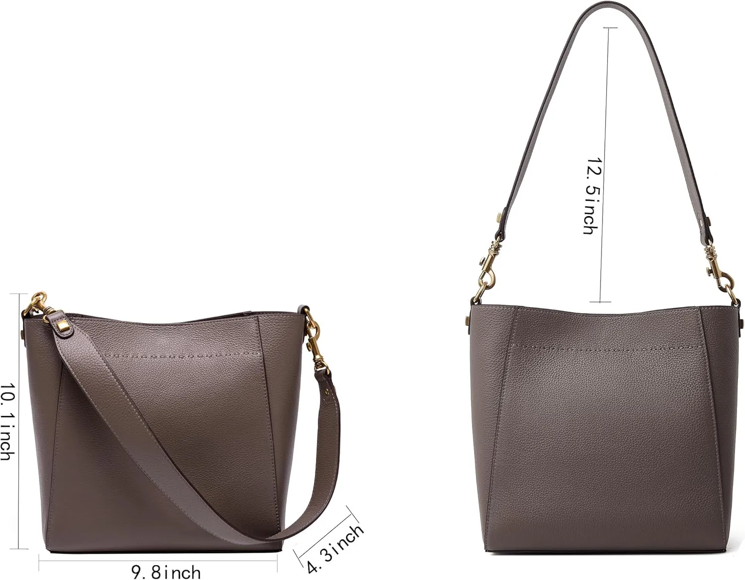 DORIS&JACKY Leather Bucket Tote Bags for Women Designer Shoulder Hobo Purse and Handbags with Detachable Wide Strap