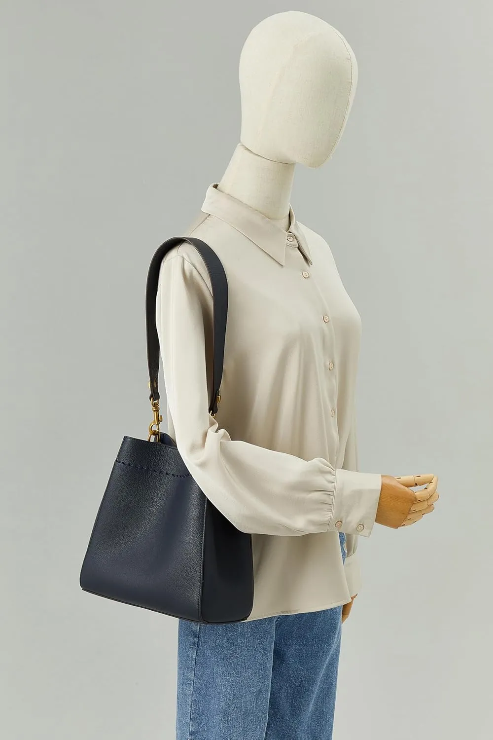 DORIS&JACKY Leather Bucket Tote Bags for Women Designer Shoulder Hobo Purse and Handbags with Detachable Wide Strap