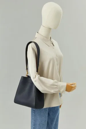DORIS&JACKY Leather Bucket Tote Bags for Women Designer Shoulder Hobo Purse and Handbags with Detachable Wide Strap
