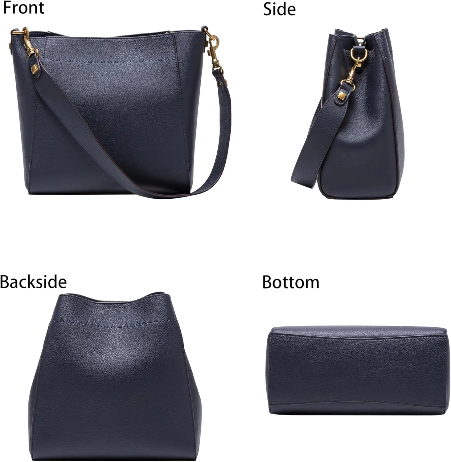 DORIS&JACKY Leather Bucket Tote Bags for Women Designer Shoulder Hobo Purse and Handbags with Detachable Wide Strap