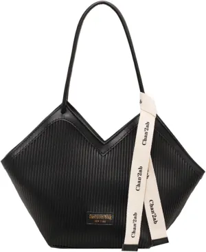 DOTBABY Heart Shaped Handbag, Fashionable Versatile Zippered Leather Shoulder Bag, Comfortable Hand Striped Tote Bags