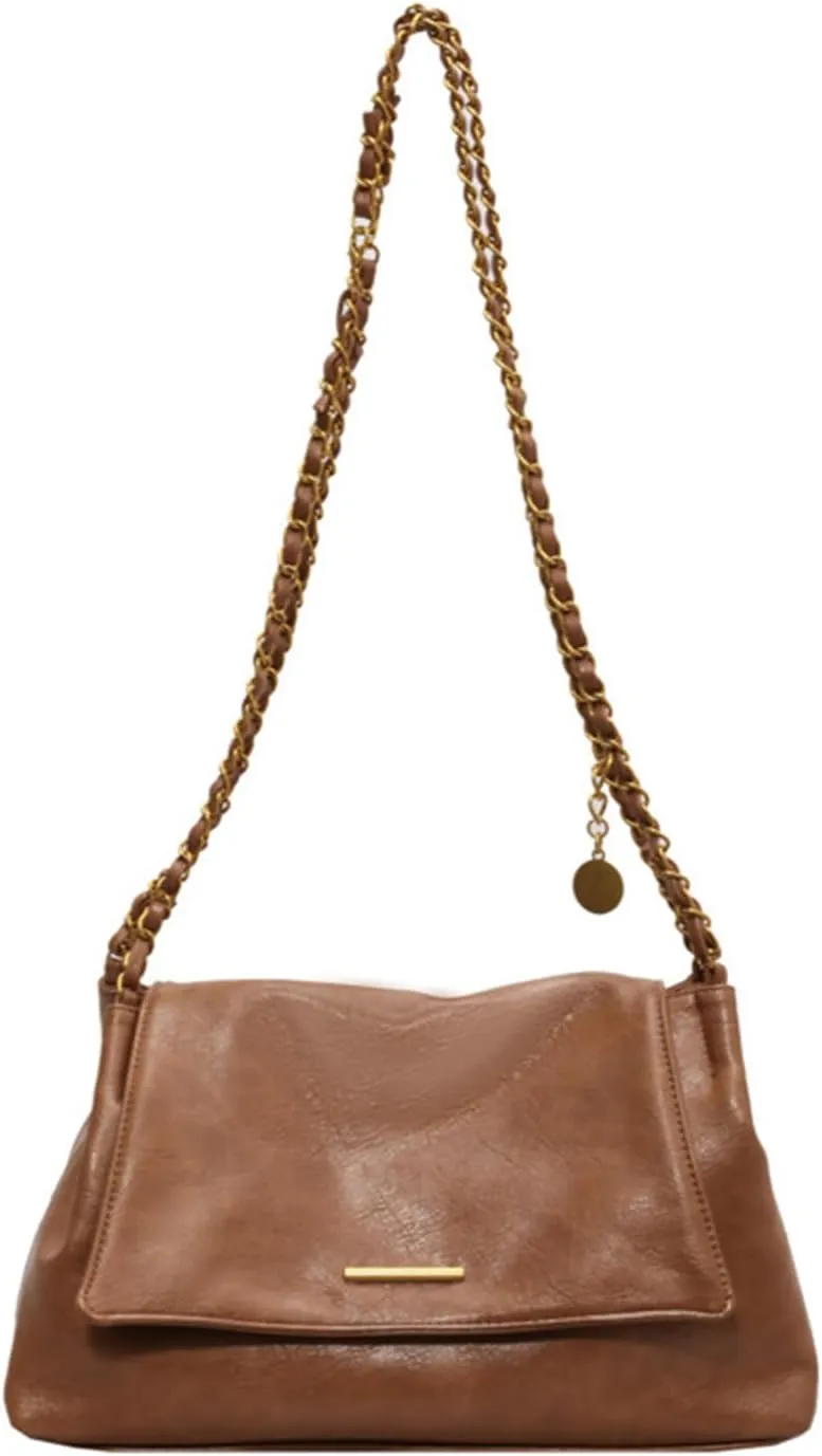 DOTBABY Soft Leather Shoulder Bag for Women, Crossbody Bag with Metal Strap, Western Large Capacity Buckle Style Totes Bags