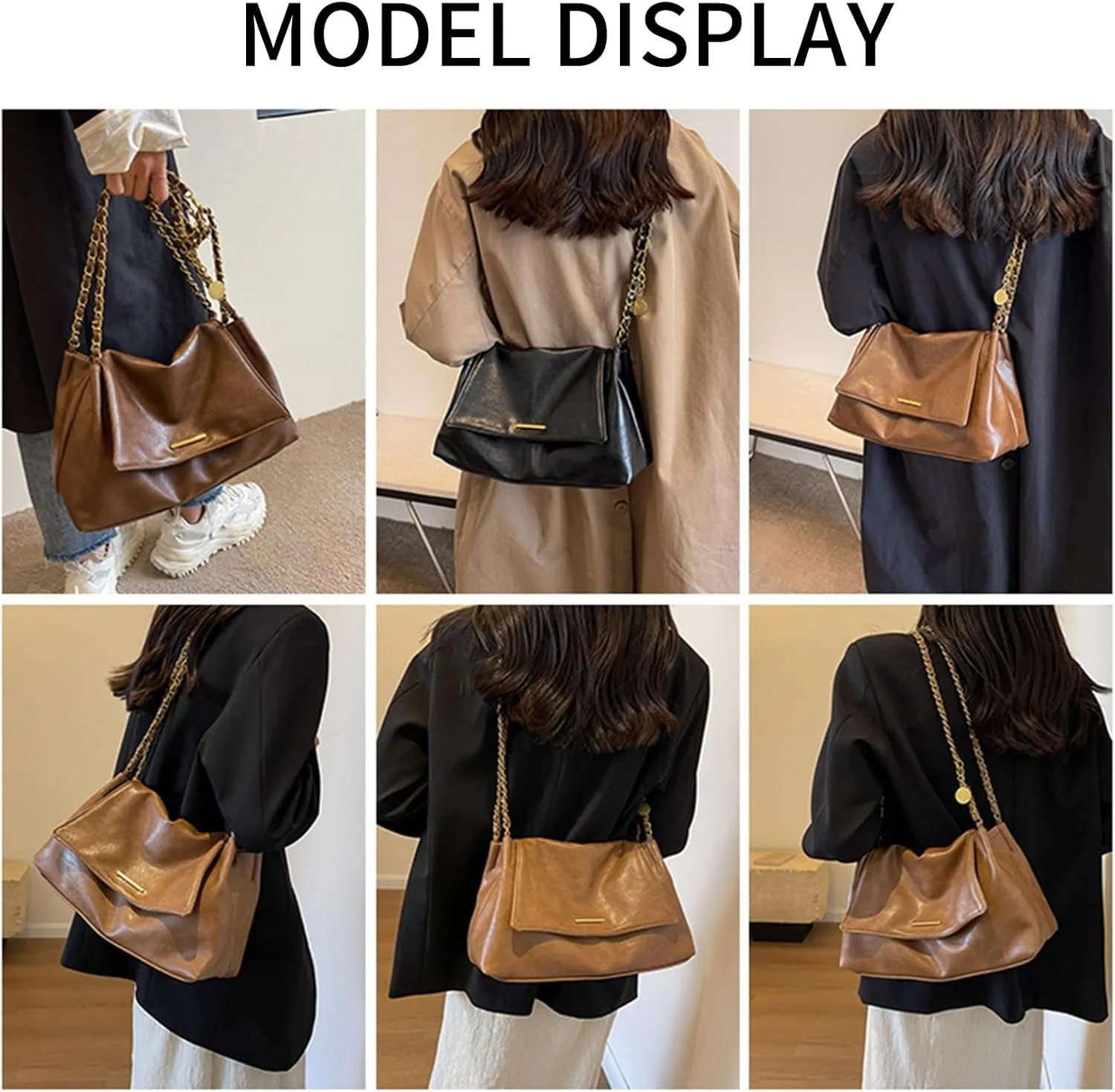 DOTBABY Soft Leather Shoulder Bag for Women, Crossbody Bag with Metal Strap, Western Large Capacity Buckle Style Totes Bags