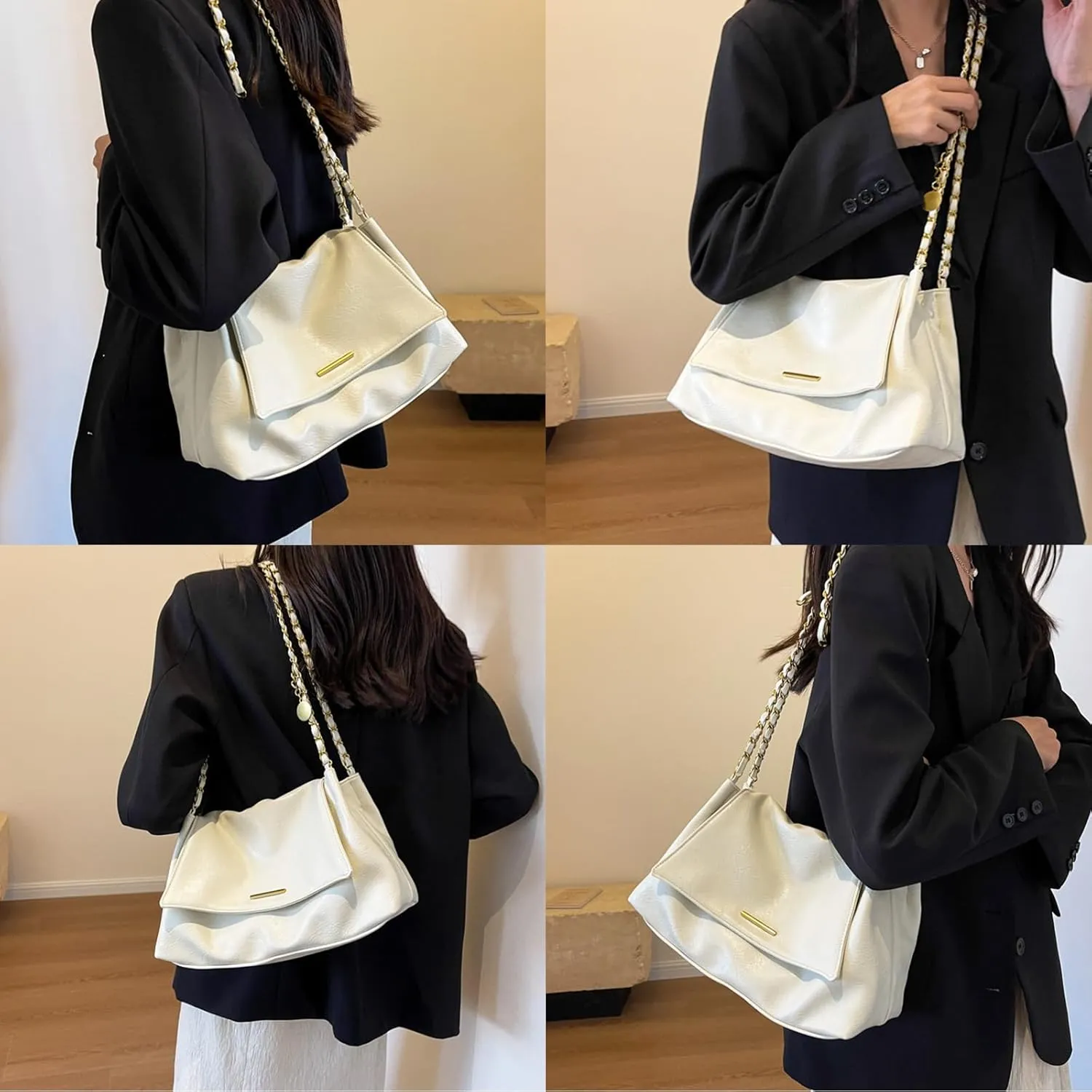 DOTBABY Soft Leather Shoulder Bag for Women, Crossbody Bag with Metal Strap, Western Large Capacity Buckle Style Totes Bags