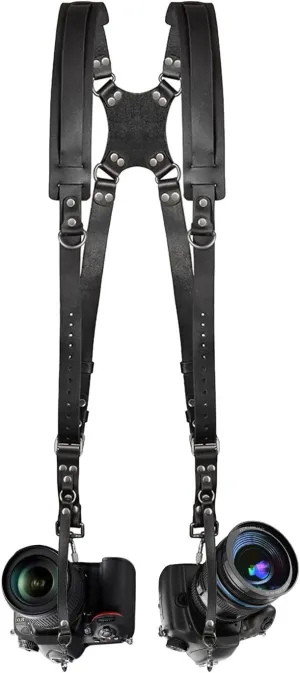 Double Camera Harness, Adjustable Camera Straps for Photographers, Dual Camera Strap Accessories for 2 Cameras (Black)