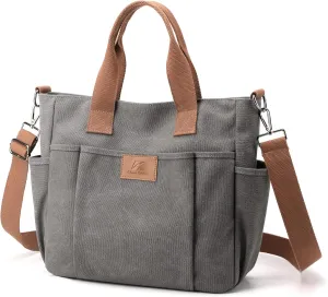 DOURR Hobo Crossbody Bags for Women Trendy Canvas Top-handle HandBag Multi-pocket Light Going Out Purse Pocketbooks