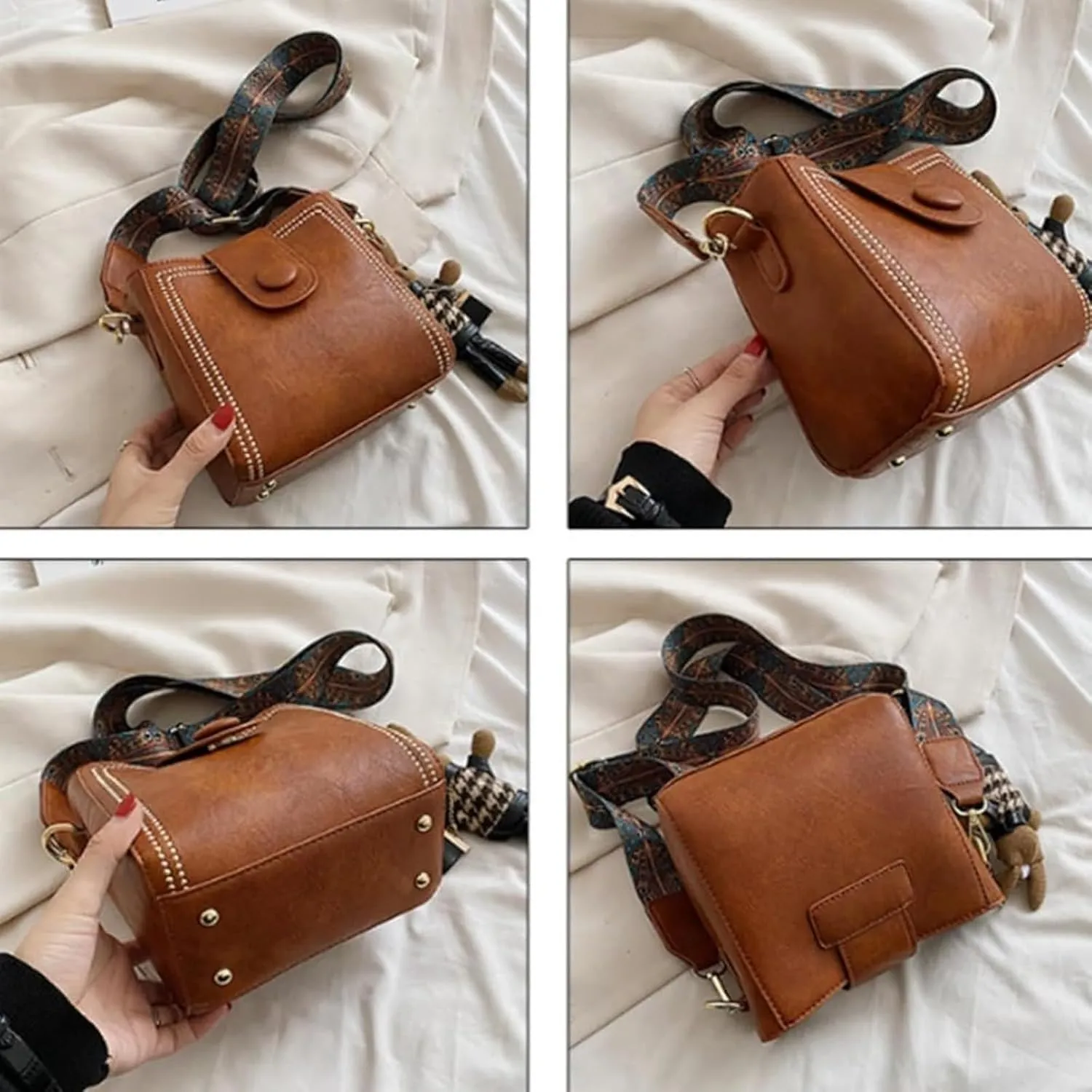 Dragentle Vintage Fashion Bag, Vintage Fashion Cowhide Bag with Adjustable Wider Shoulder Strap, Crossbody Bags for Women