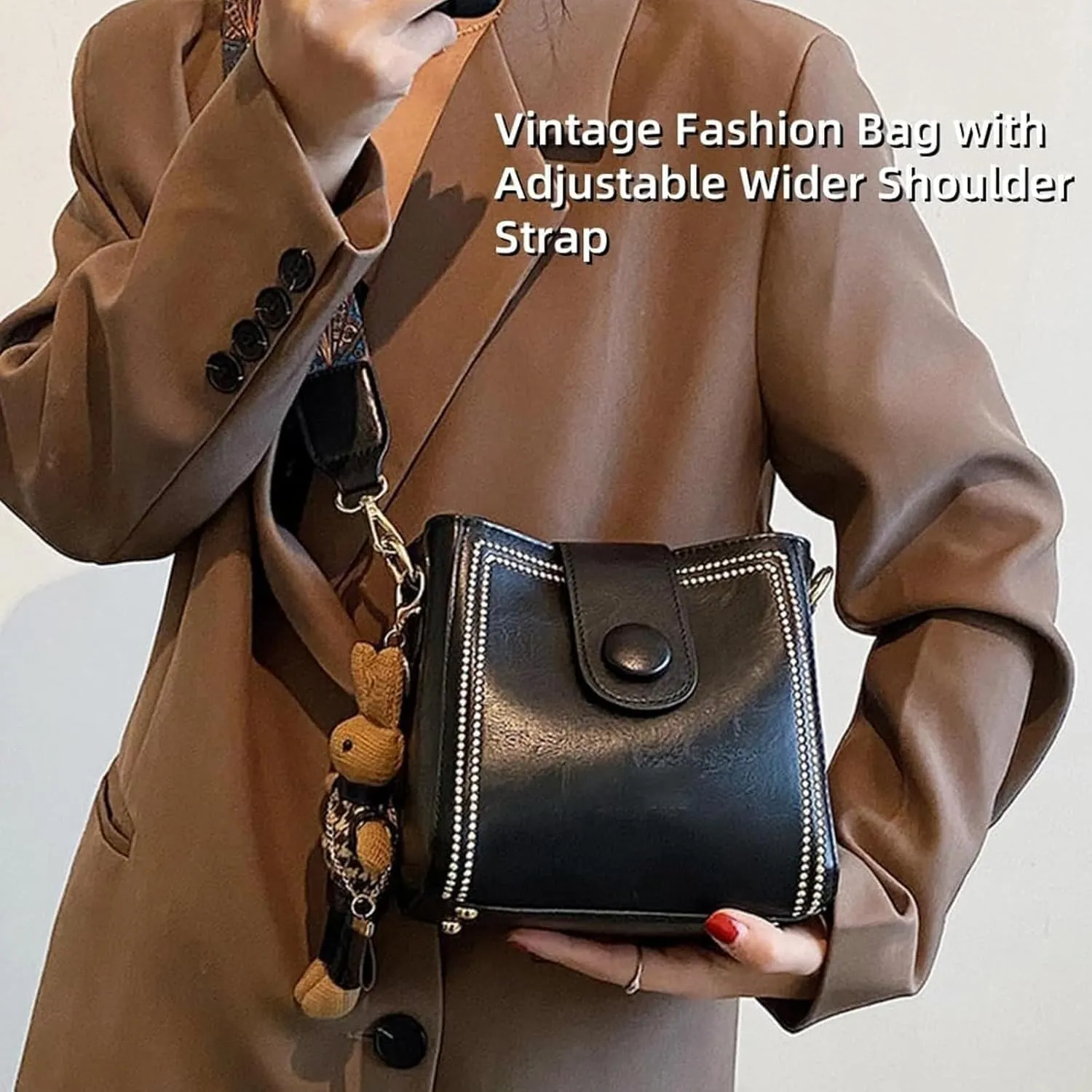 Dragentle Vintage Fashion Bag, Vintage Fashion Cowhide Bag with Adjustable Wider Shoulder Strap, Crossbody Bags for Women