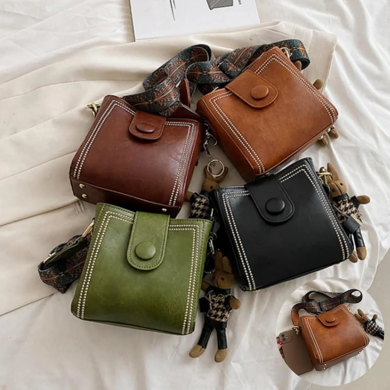 Dragentle Vintage Fashion Bag, Vintage Fashion Cowhide Bag with Adjustable Wider Shoulder Strap, Crossbody Bags for Women