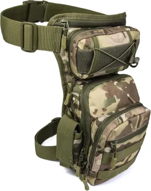 Drop Leg Bag Tool Fanny Thigh Pack Leg Rig Military Motorcycle Camera Utility Pouch (Dark Green)