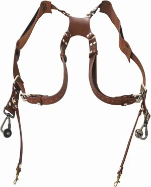 Dual Leather Rivet Camera Shoulder Strap, Adjustable Design, With Soft Shoulder Pad, Ring, For Camera with 1/4 Inch Tripod Bracket, and Wear Resistant, Brown, 445g