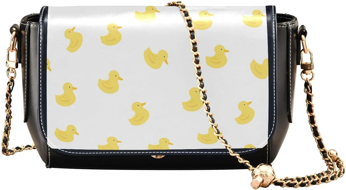 Duck Pattern Stylish Leather Clamshell Crossbody Handbag with Detachable Adjustable shoulder strap