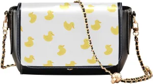 Duck Pattern Stylish Leather Clamshell Crossbody Handbag with Detachable Adjustable shoulder strap