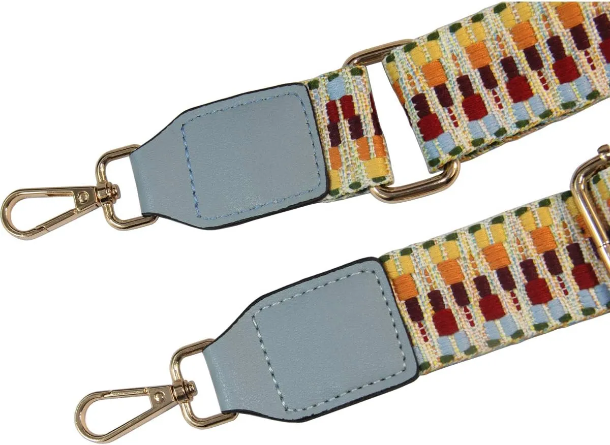 Duwi Wide Handbag&Purse Strap Jacquard Woven Guitar Style Replacement Strap Multicolor Canvas Adjustable Crossbody Bag Strap