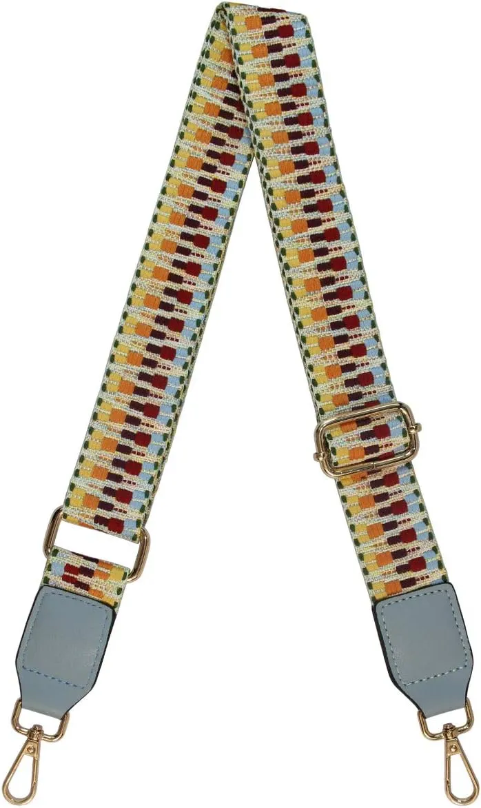 Duwi Wide Handbag&Purse Strap Jacquard Woven Guitar Style Replacement Strap Multicolor Canvas Adjustable Crossbody Bag Strap
