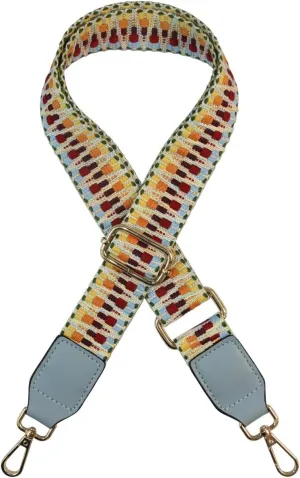 Duwi Wide Handbag&Purse Strap Jacquard Woven Guitar Style Replacement Strap Multicolor Canvas Adjustable Crossbody Bag Strap