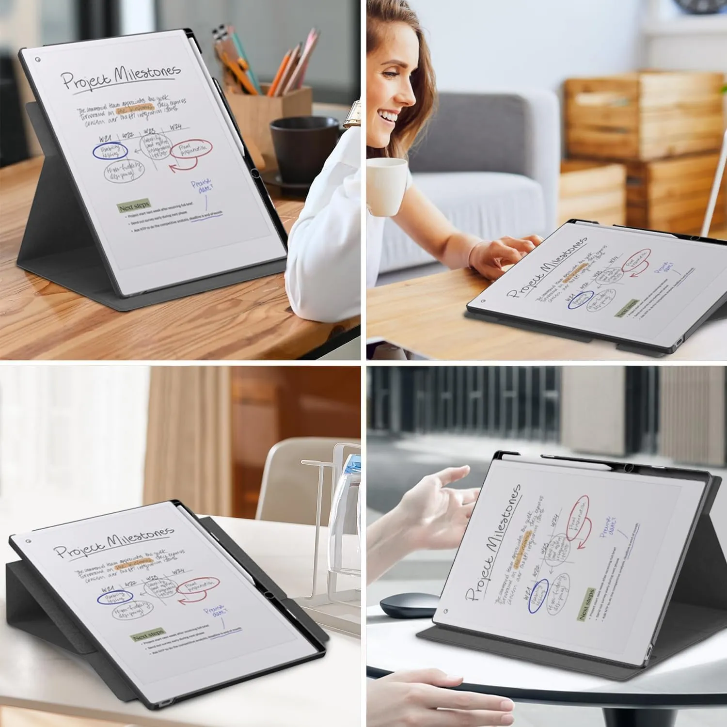 E NET-CASE Case for Remarkable Paper Pro Color 11.8"- Multi-Viewing & Auto Sleep/Wake Book Folio Cover with Built-in Pen Holder for Remarkable Paper Pro Tablet 11.8 inch 2024 Released (Black)