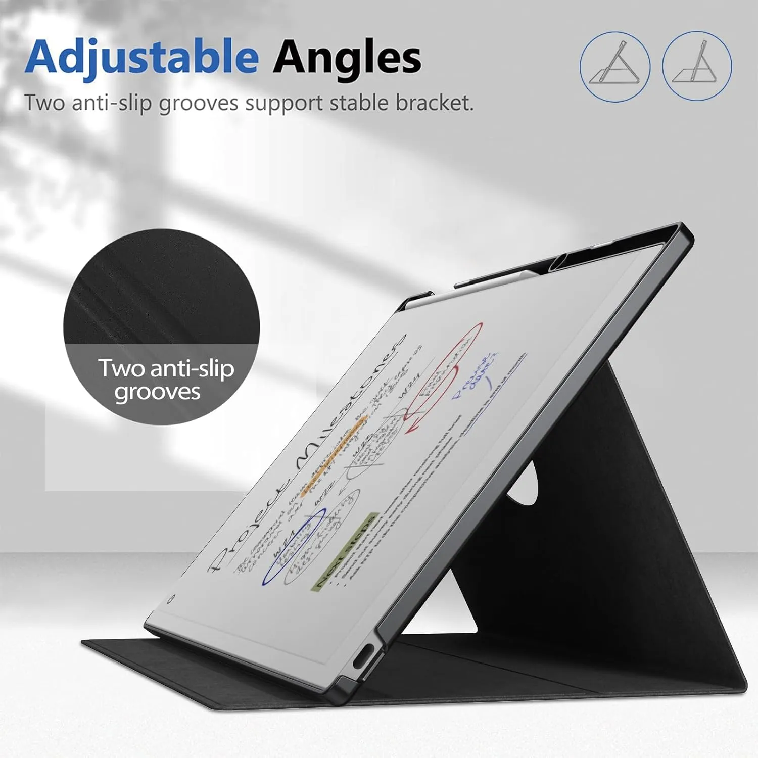 E NET-CASE Case for Remarkable Paper Pro Color 11.8"- Multi-Viewing & Auto Sleep/Wake Book Folio Cover with Built-in Pen Holder for Remarkable Paper Pro Tablet 11.8 inch 2024 Released (Black)