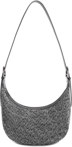 E Sherpa Shoulder Bag for Women Jacquard Fleece Hobo Tote Handbag Clutch Purse