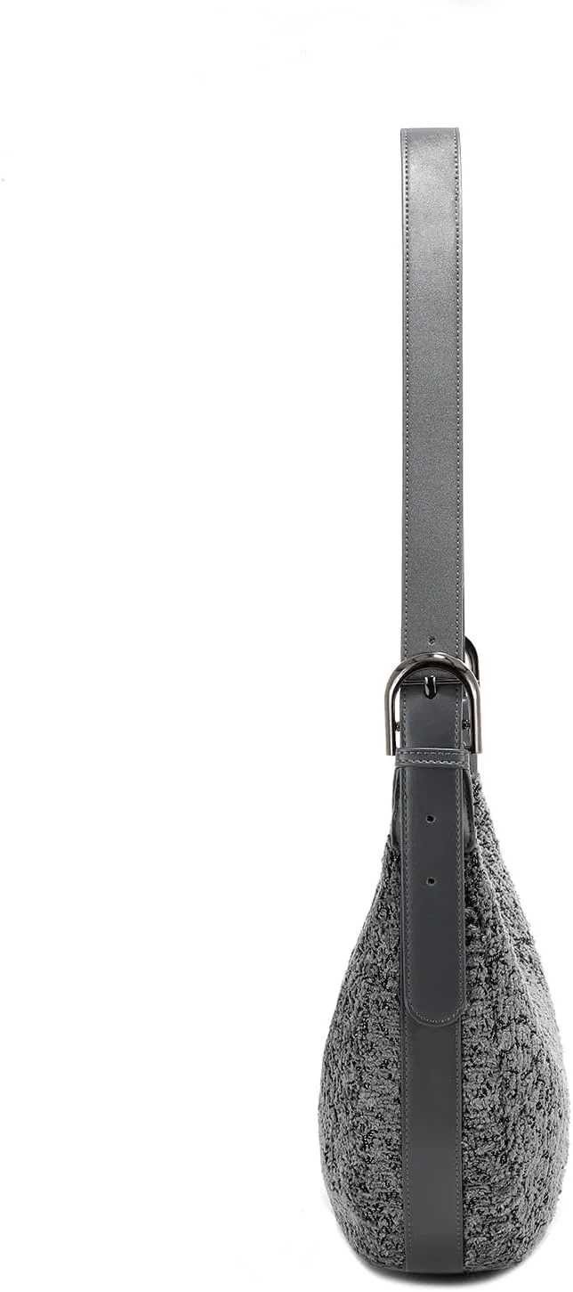E Sherpa Shoulder Bag for Women Jacquard Fleece Hobo Tote Handbag Clutch Purse