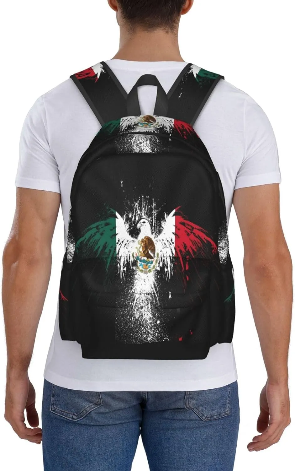 Eagle Insignia Mexican Flag Laptop Backpack Work Travel Backpacks Business Rucksack Casual Outdoor Daypack with Adjustable Strap Bags for Sports Office Gym Hiking