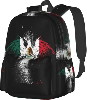 Eagle Insignia Mexican Flag Laptop Backpack Work Travel Backpacks Business Rucksack Casual Outdoor Daypack with Adjustable Strap Bags for Sports Office Gym Hiking