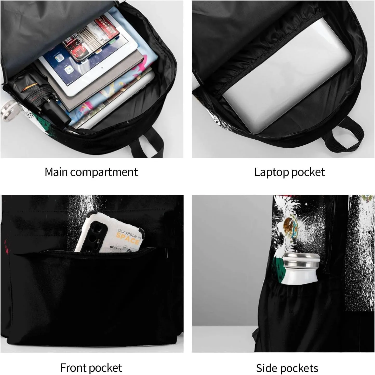 Eagle Insignia Mexican Flag Laptop Backpack Work Travel Backpacks Business Rucksack Casual Outdoor Daypack with Adjustable Strap Bags for Sports Office Gym Hiking
