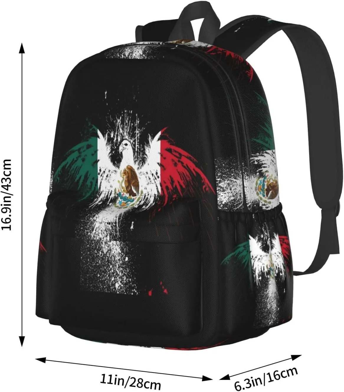 Eagle Insignia Mexican Flag Laptop Backpack Work Travel Backpacks Business Rucksack Casual Outdoor Daypack with Adjustable Strap Bags for Sports Office Gym Hiking
