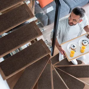 EdenProducts Non Slip Carpet Stair Treads for Wooden Steps [15pcs 8x30] - Slip Resistance Indoor Peel & Stick Stair Treads Non Slip - Carpet Runner Mats for Elders, Kids, Dogs, Staircase Step Rugs