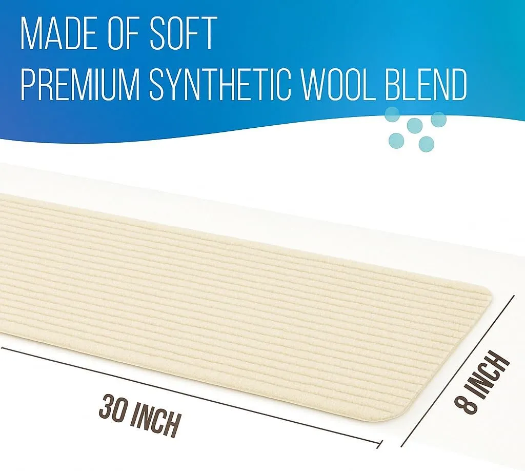 EdenProducts Non Slip Carpet Stair Treads for Wooden Steps, 8x30in Slip Resistance Indoor Peel & Stick Stair Treads Carpet Runner Mats for Elders, Kids, Dogs, Staircase Step Rugs Stair Grip, Latte