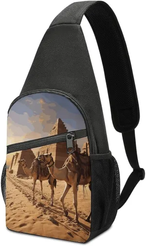 Egypt Camels Sling Bag Lightweight Crossbody Shoulder Backpacks Hiking Travel Daypack Chest Bag for Women Men