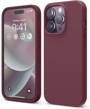 elago Compatible with iPhone 14 Pro Case, Liquid Silicone Case, Full Body Protective Cover, Shockproof, Slim Phone, Anti-Scratch Soft Microfiber Lining, 6.1 inch (Burgundy)